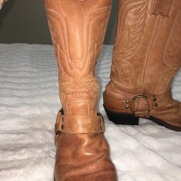 Frye RARE Vintage Coral Embroidered Eagle Phenix Rising Harness Riding Boot  8.5 - Picture 13 of 14